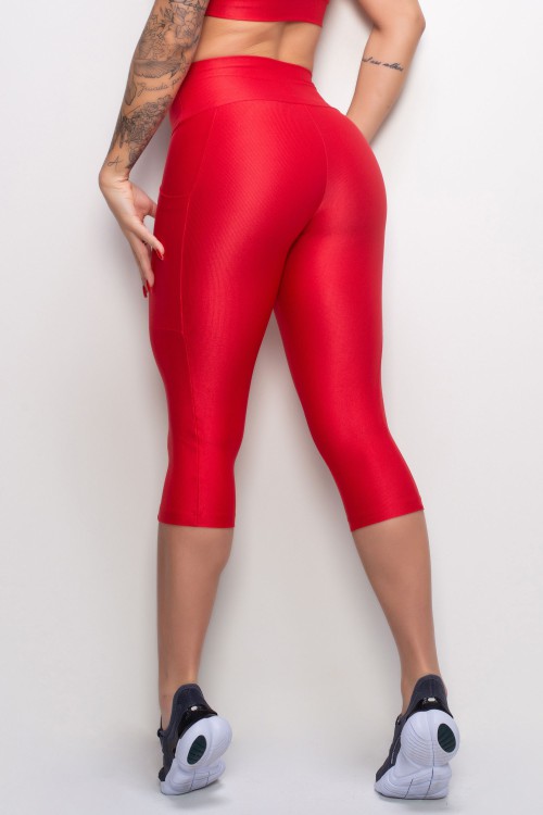 Calça Corsário Essence red com bolso