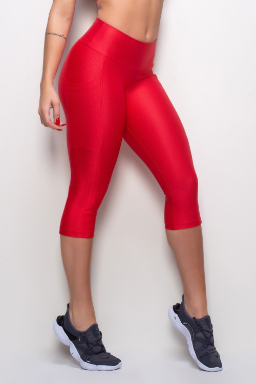 Calça Corsário Essence red com bolso