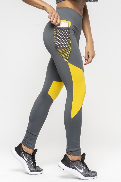Calça Legging Rebel cinza com bolso