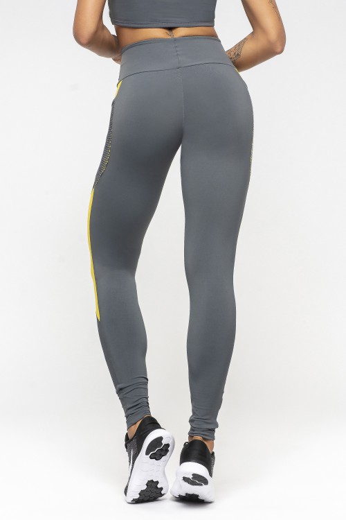 Calça Legging Rebel cinza com bolso