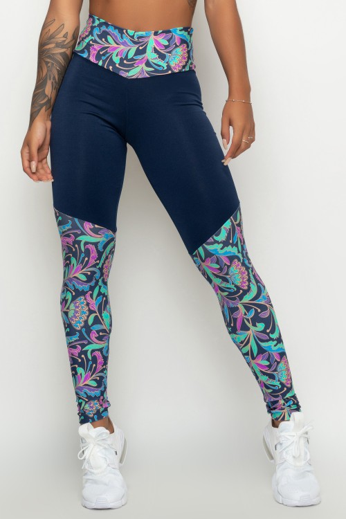 Calça Legging Estampada Maldivas com Recortes