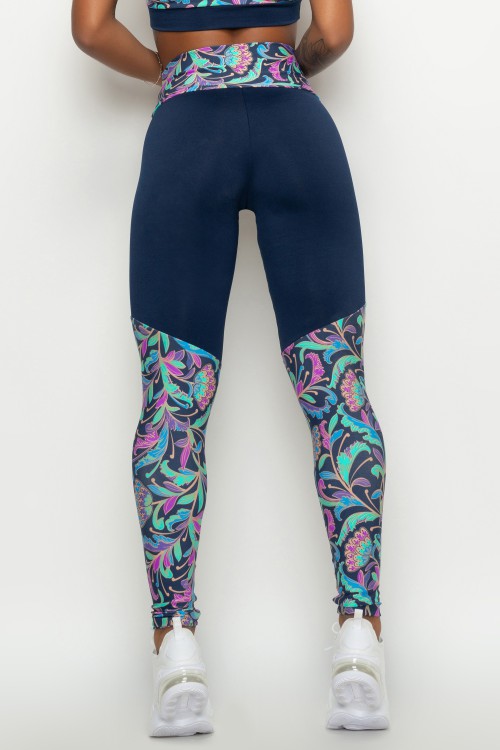 Calça Legging Estampada Maldivas com Recortes