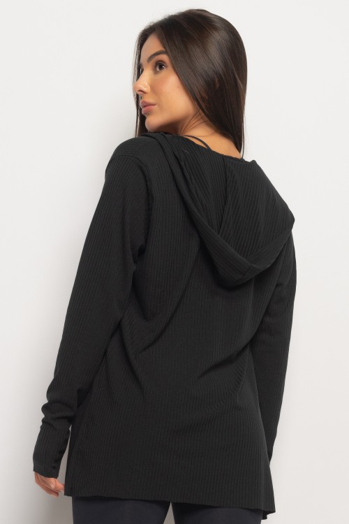 Cardigan Canelado Organic preto
