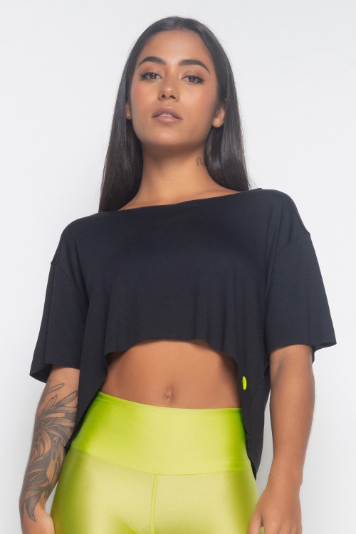 Blusa Fitness Angê Neon preta