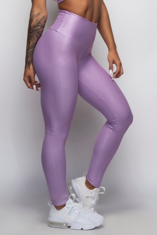 Calça Legging Essence lilás com bolso no cós