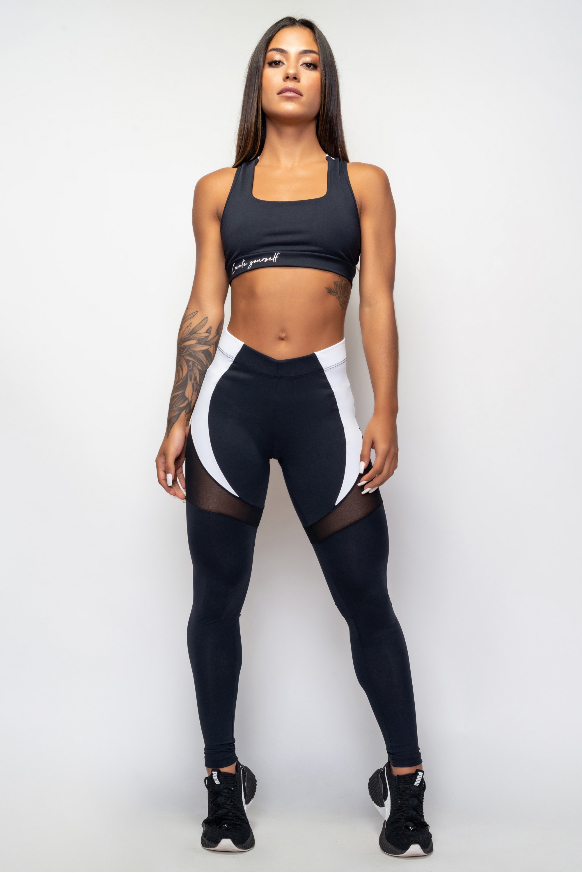 Legging Marathon Marinho em Tecido Platinado - Donna Carioca Moda Fitness
