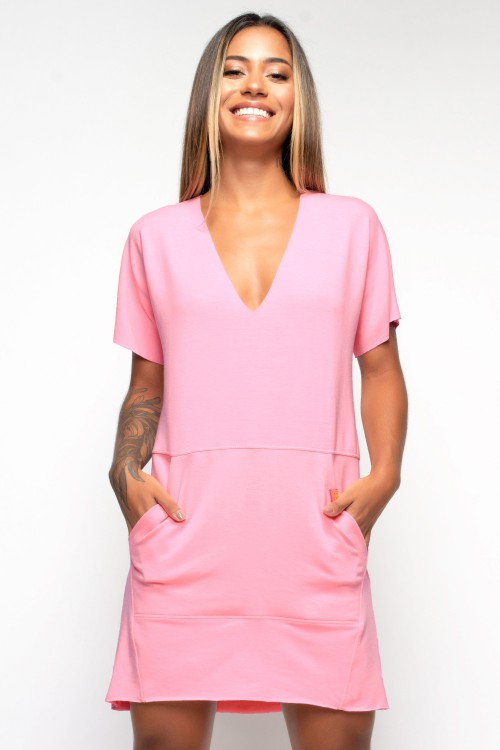 Vestido Angê Athleisure rosa candy