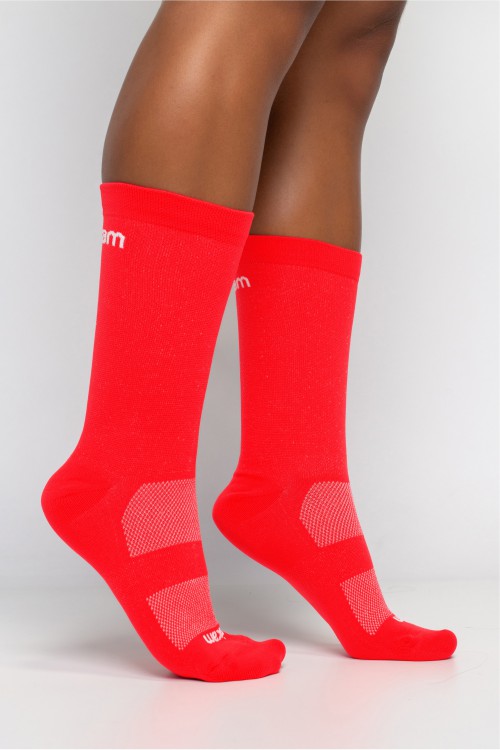 Meia Fitness Cano Médio laranja neon