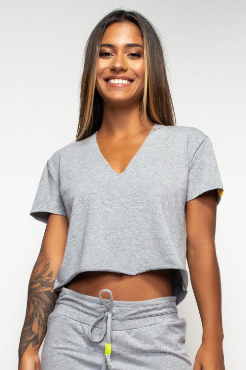 Blusa gola V Angê Athleisure mescla