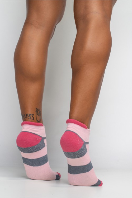 Meia Fitness Feminina Runner rosa e mescla