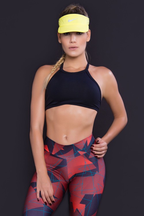 Top Fitness Feminino Preto com Elástico