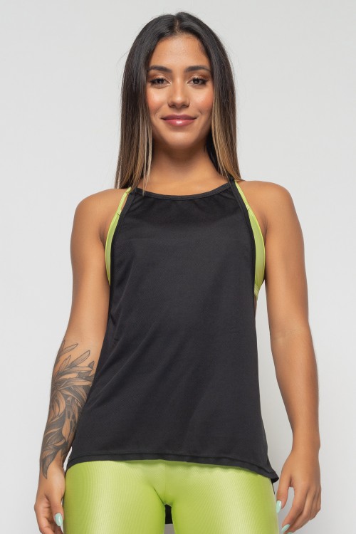 Regata Preta Dry Fit Atlética