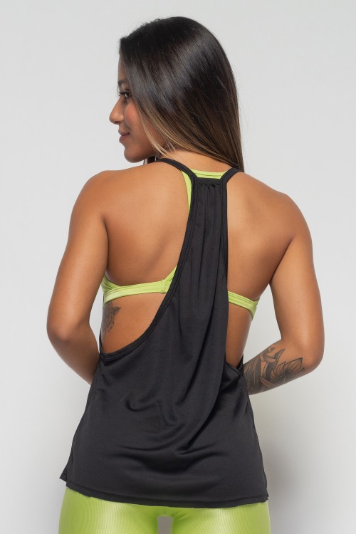 Regata Preta Dry Fit Atlética