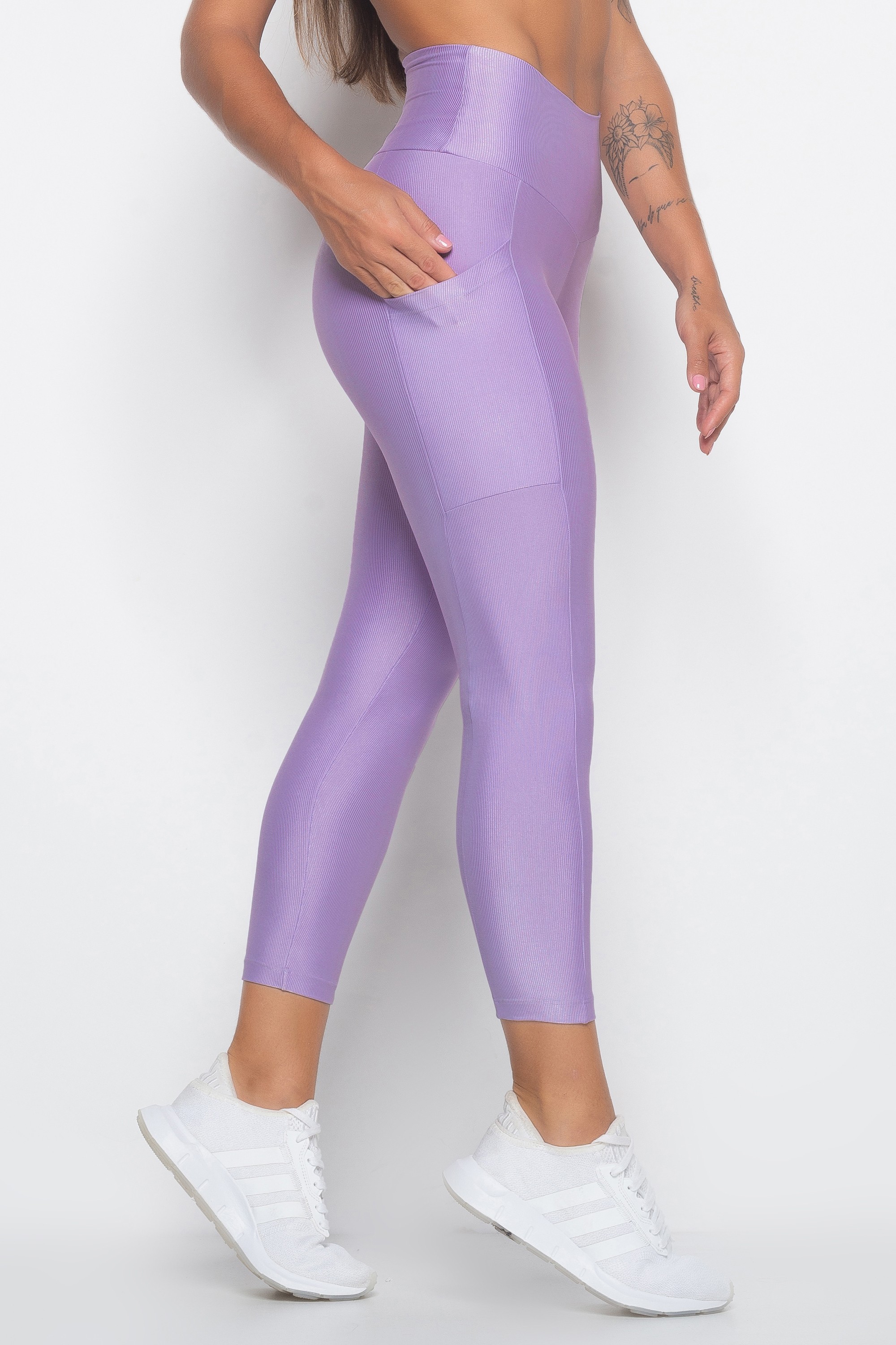 Calça Legging Lilás Midi com bolso Essence