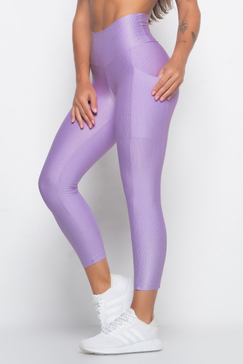 Calça Legging Lilás Midi com bolso Essence