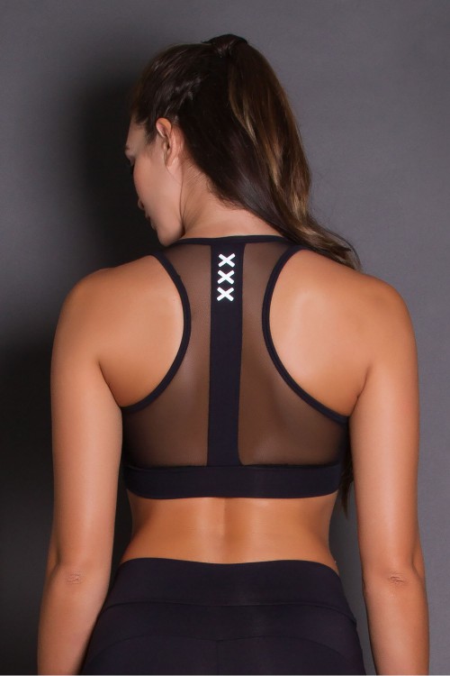 Top refletivo TriploX preto em neo suplex de poliamida