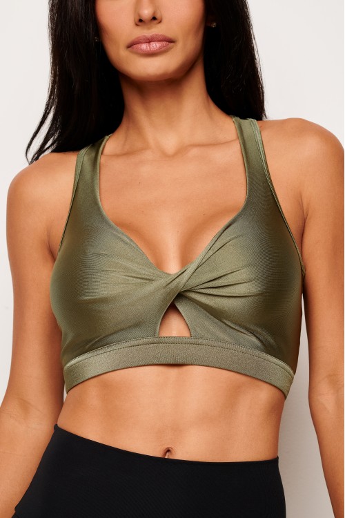 Top verde militar com brilho routine