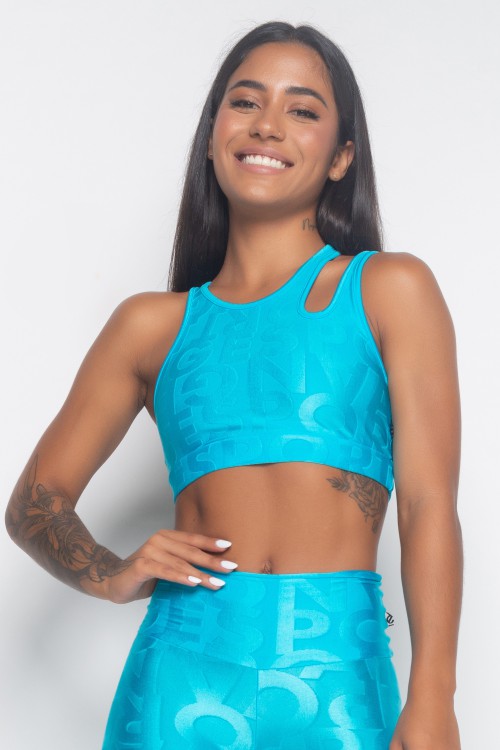 Top Azul com textura Vert