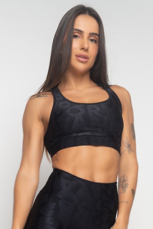 Top Preto Nadador com textura Ollie