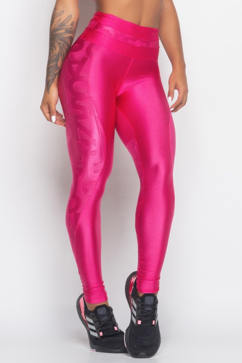 Calça Legging Rosa com brilho e textura Spot