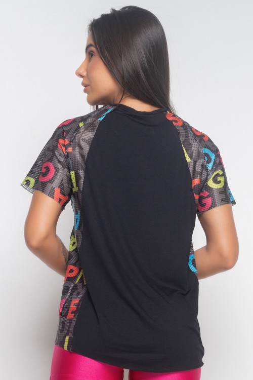 Blusa Preta Estampada Push