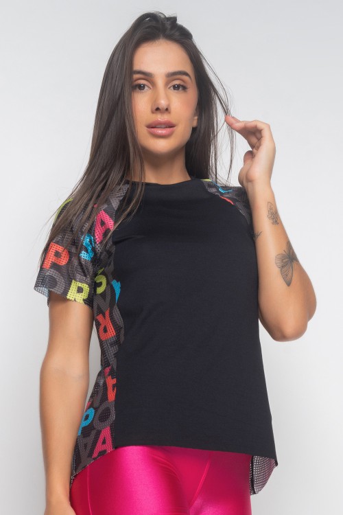 Blusa Preta Estampada Push