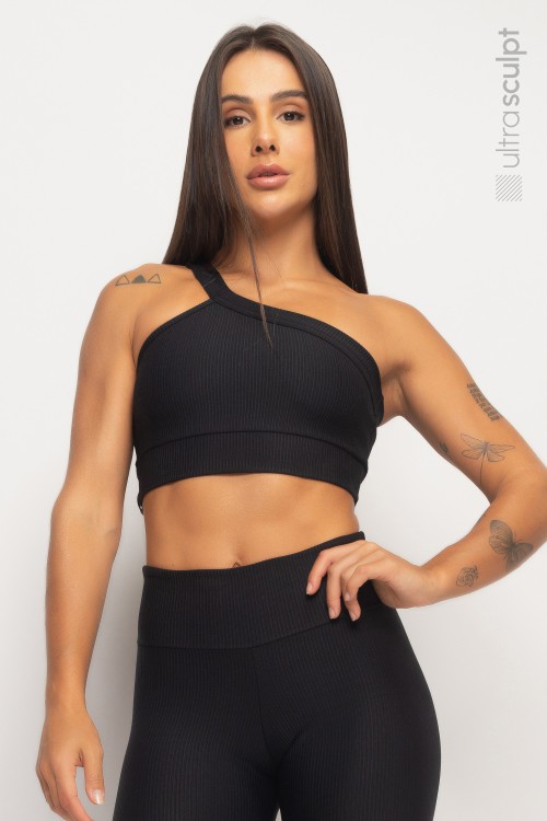 Top One Shoulder Ultra Sculpt Black