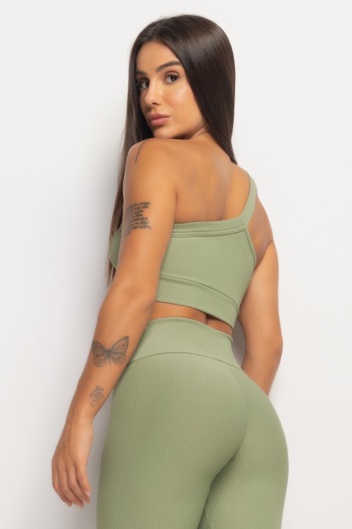 MINERAL WASHED ONE SHOULDER TOP (OLIVE)