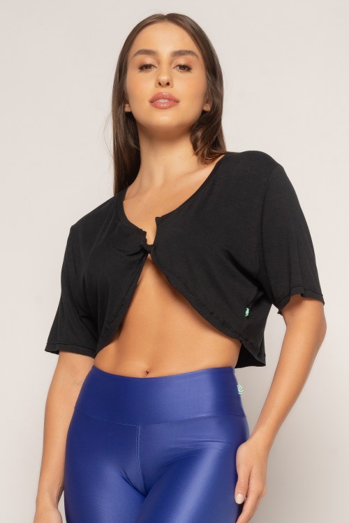 Blusa Cropped Preta Twist