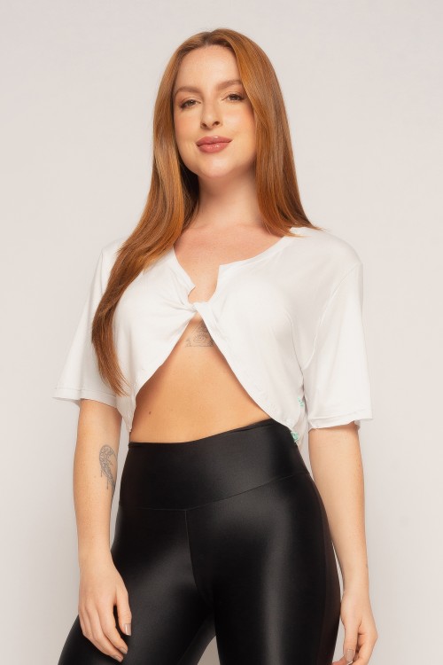 Blusa Cropped Branca Twist