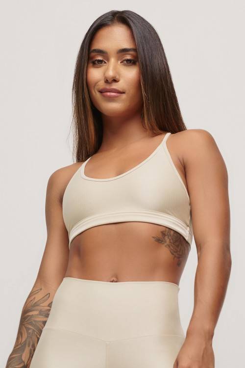 Calça Legging Nude com Zíper Essence