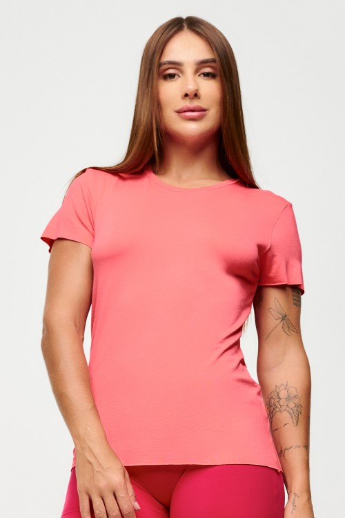 Blusa Coral Básica Manga Curta