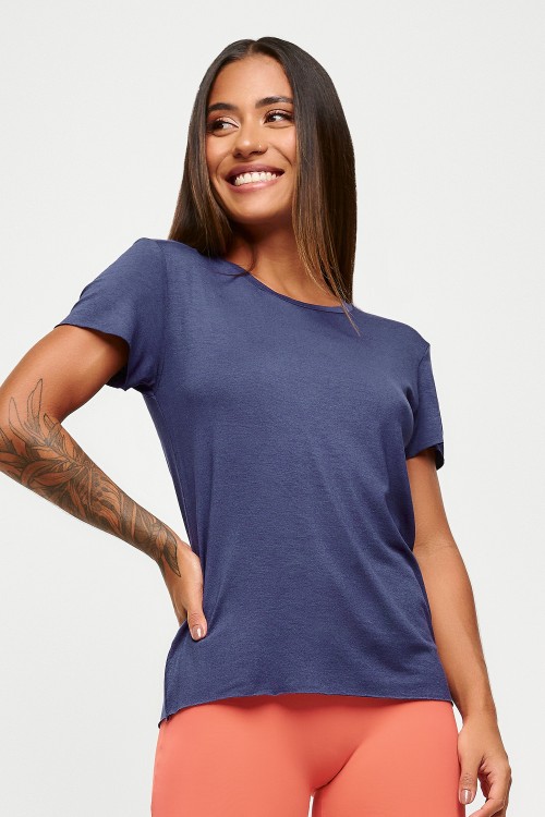 Blusa Marinho Básica Manga Curta