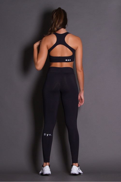 Calça legging refletiva Bye preta em neo suplex de poliamida