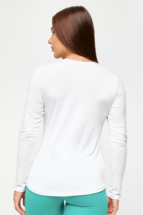 Blusa Branco Básica Manga Longa