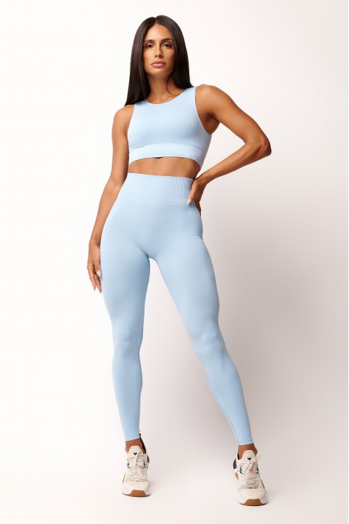 Calça Legging Onda Azul/Creme