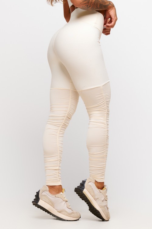 Calça Legging Off White Franzida Soft Light Plié