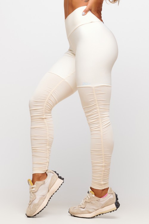 Calça Legging Off White Franzida Soft Light Plié