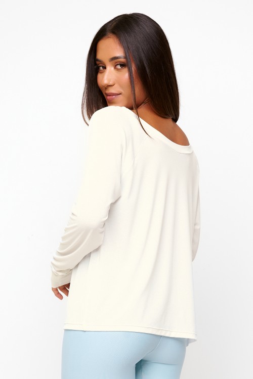 Blusa Off White Manga Longa Shuffle
