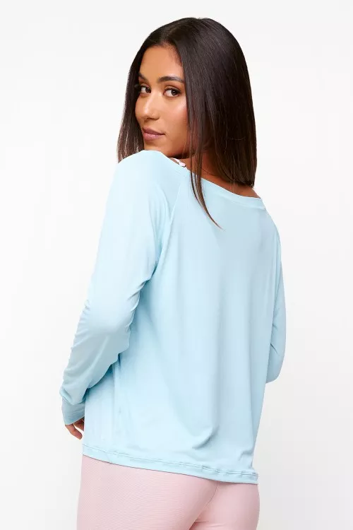 Blusa Azul Manga Longa Shuffle