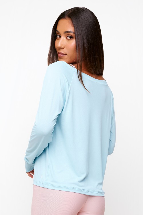 Blusa Azul Manga Longa Shuffle
