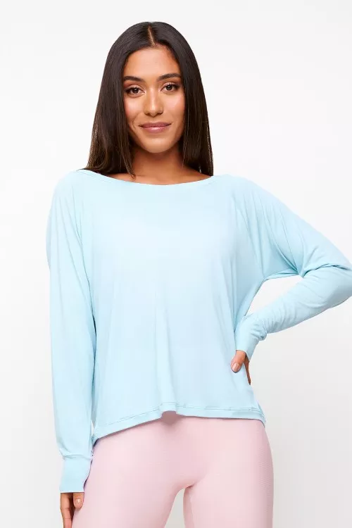 Blusa Azul Manga Longa Shuffle