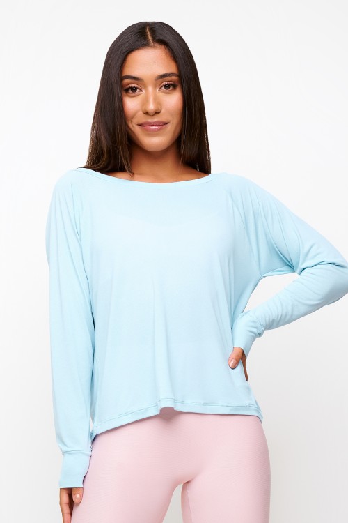 Blusa Azul Manga Longa Shuffle