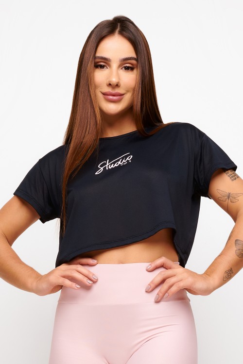 Blusa Cropped Preta Enigma