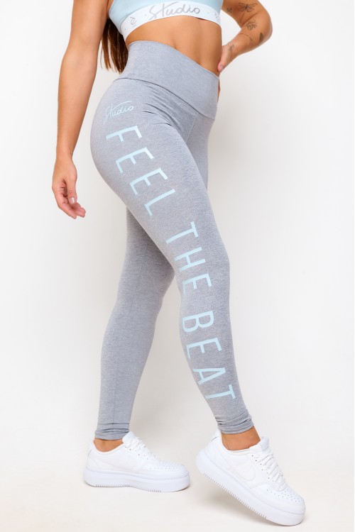 Calça Legging Mescla Claro com Azul Feel The Beat
