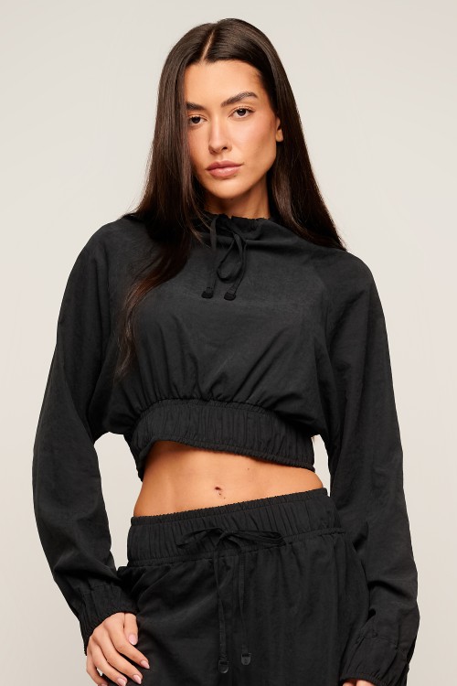 Casaco cropped preto expedition
