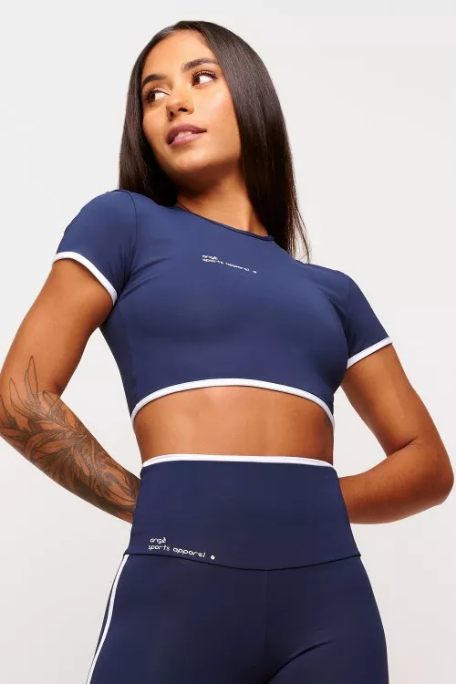 Top Cropped Azul Marinho College