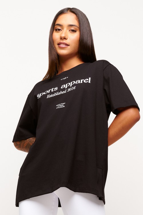 Blusa Preta de Algodão Sports Apparel
