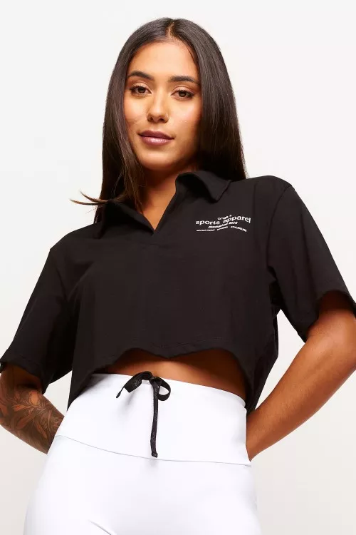 Blusa Gola Polo Preta Athleisure Group