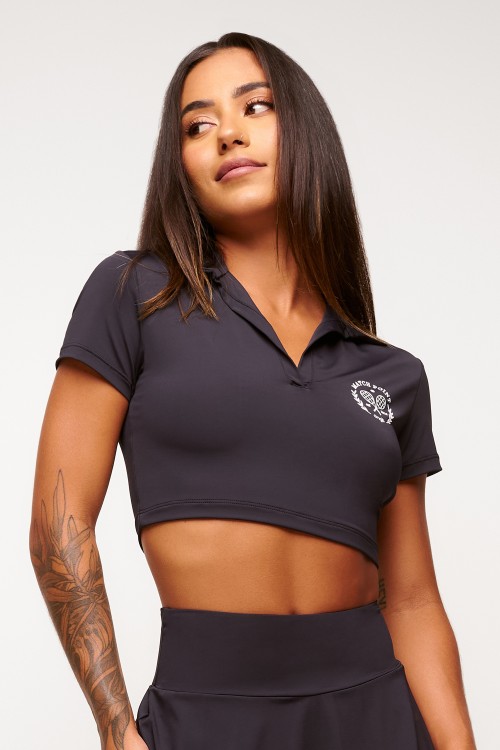 Blusa Gola Polo Preta Racquet